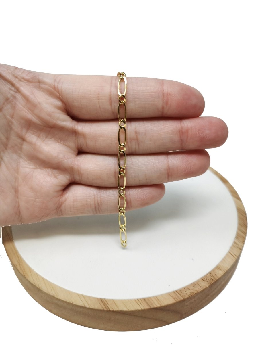 Dainty 24K Gold Filled Figaro Chain by Yard / Unfinished Gold Chain By Yard For Necklace Bracelet Jewelry Making | ROLL-103 Clearance Pricing - DLUXCA