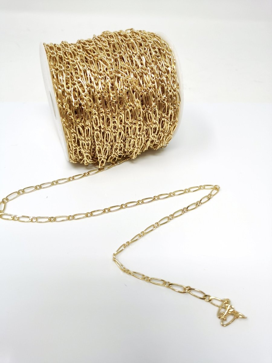 Dainty 24K Gold Filled Figaro Chain by Yard / Unfinished Gold Chain By Yard For Necklace Bracelet Jewelry Making | ROLL-103 Clearance Pricing - DLUXCA
