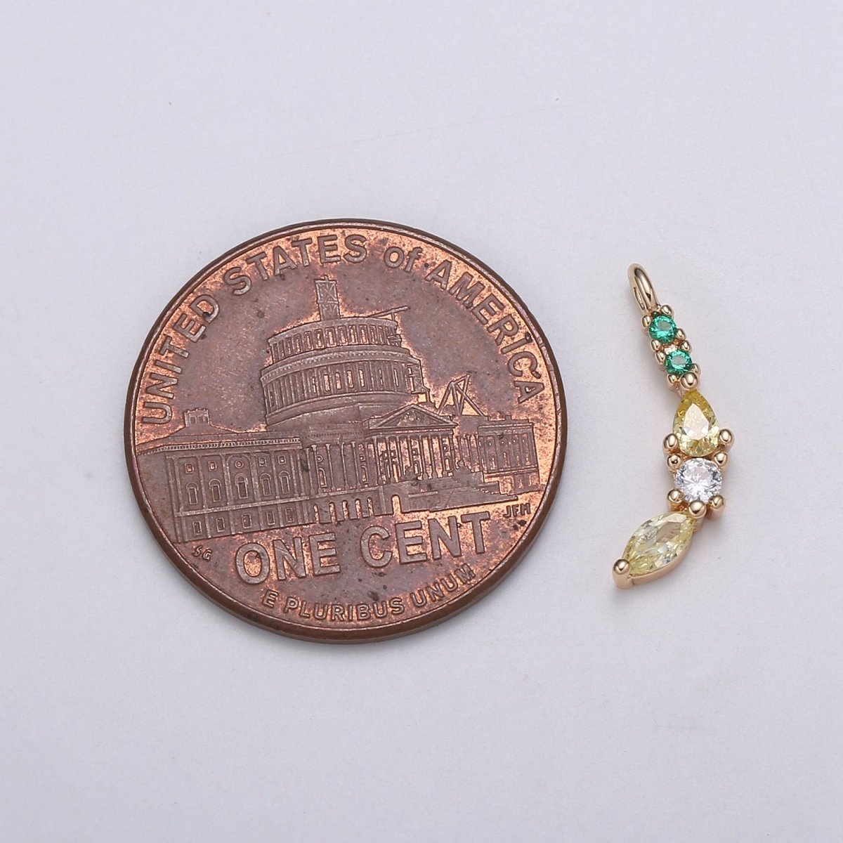 Dainty 24K Gold Filled Green and Yellow Banana Charm Fruit Foodie Jewelry E-182 - DLUXCA