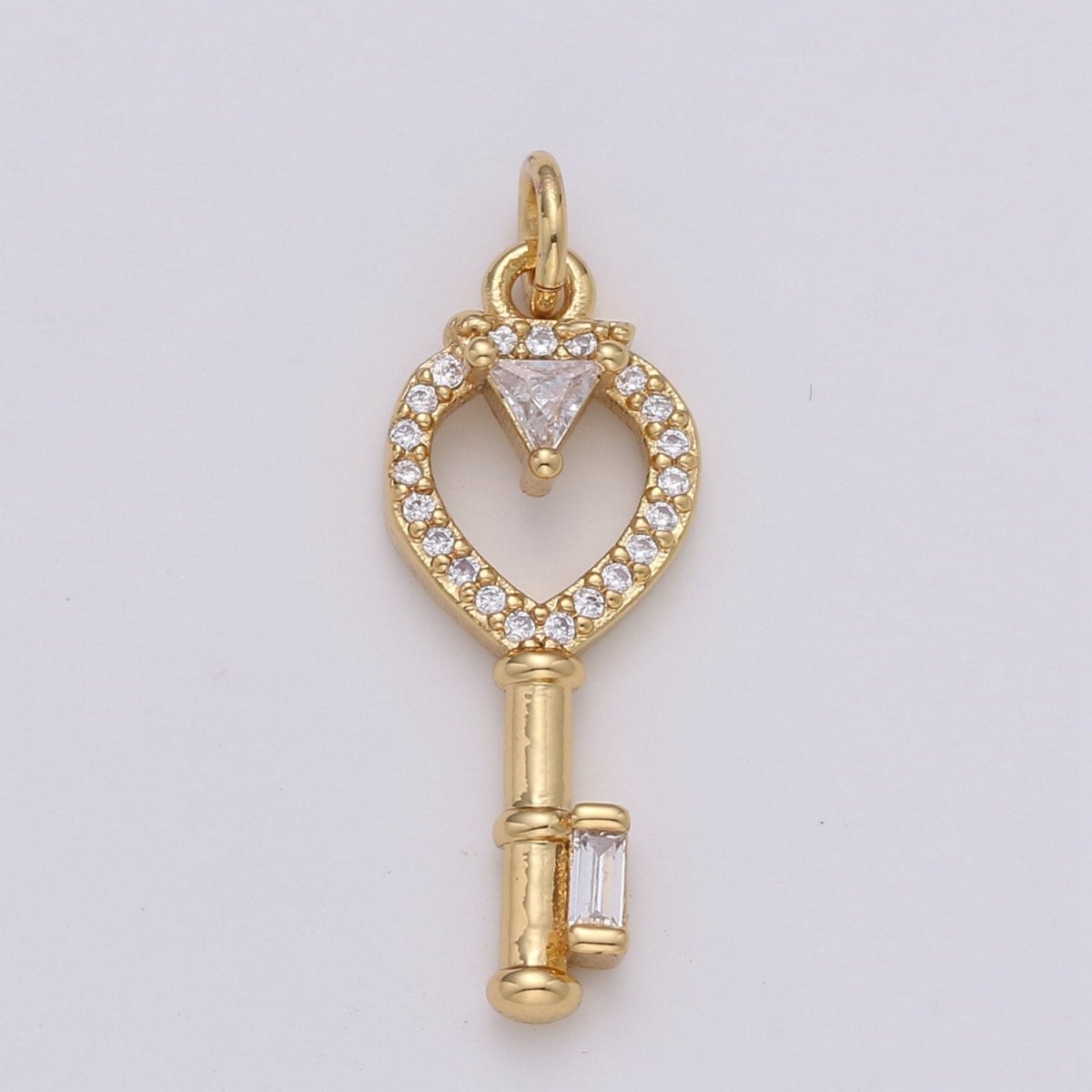 Dainty 24k Gold Filled Key Charms, Gold Filled Love Charm, Cubic Charm , Micro Pave Silver Love Key charm Relationship Jewelry Inspired D-585 D-586 - DLUXCA