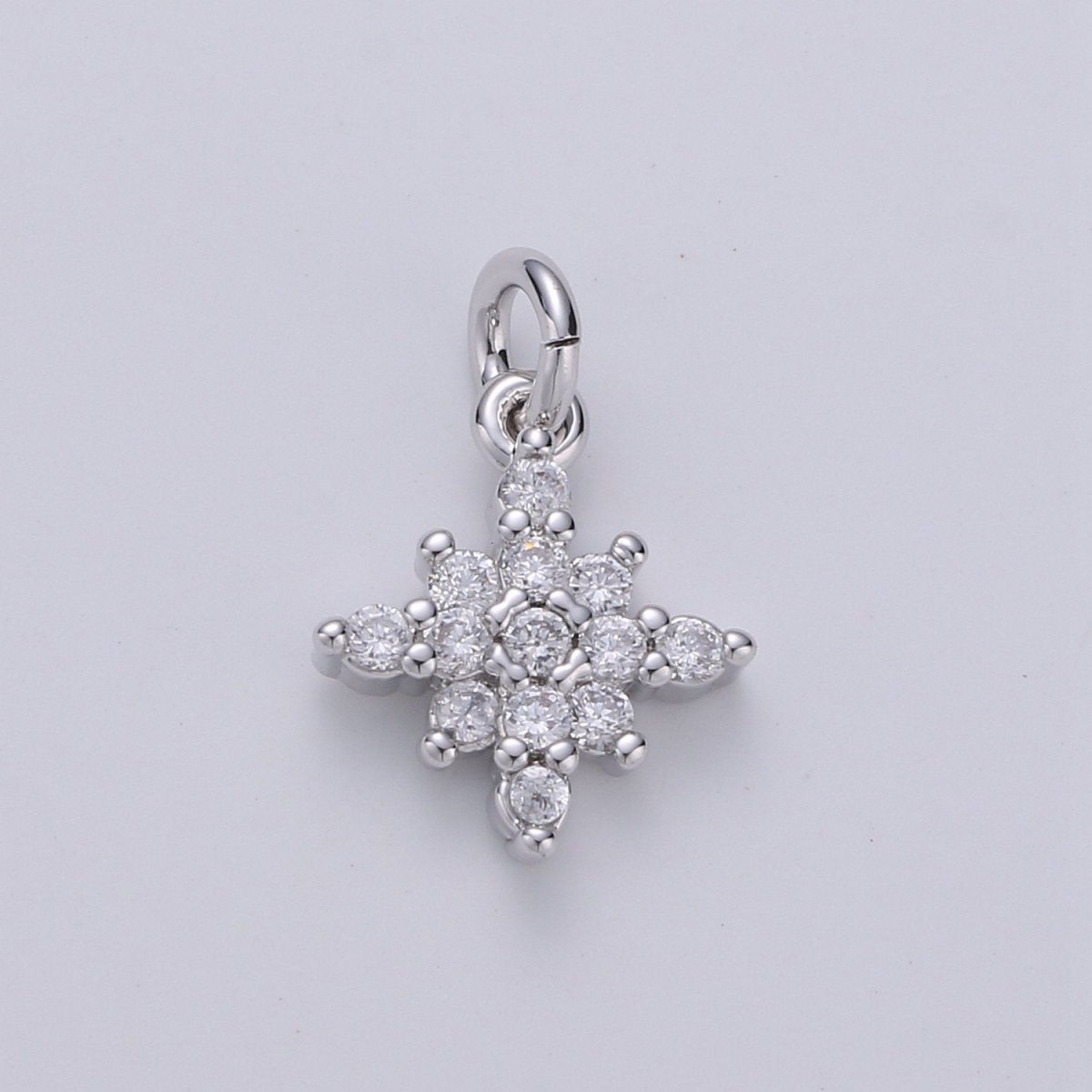 Dainty 24k Gold Filled Micro Pave CZ North Star Pendant Charm, North Star Pendant Charm, Silver Star Pendant, For DIY Jewelry Making, D-463, D-464 - DLUXCA