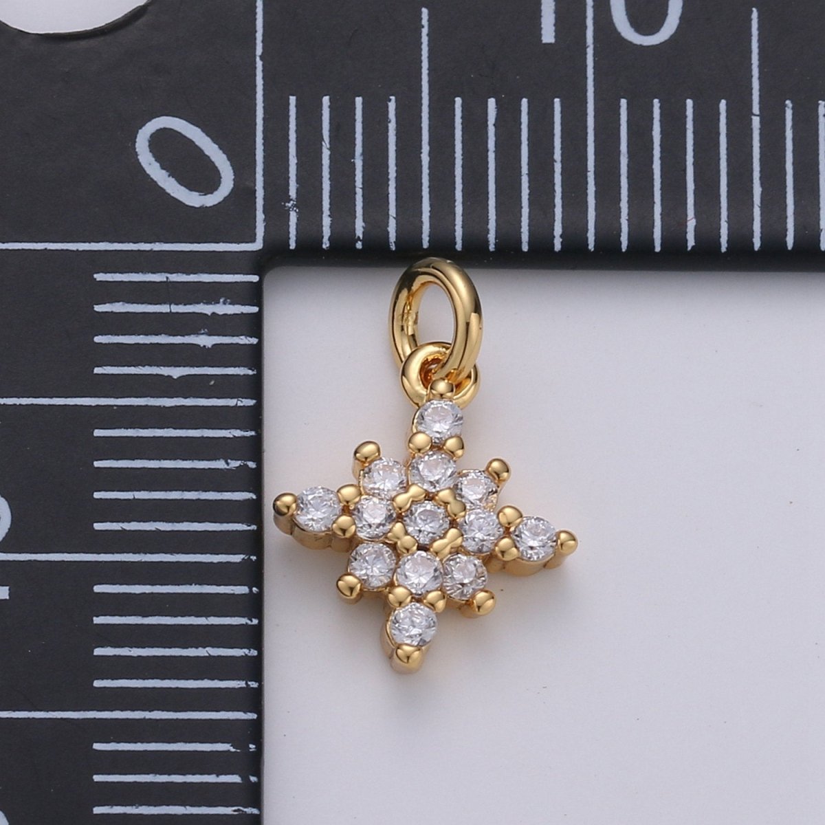 Dainty 24k Gold Filled Micro Pave CZ North Star Pendant Charm, North Star Pendant Charm, Silver Star Pendant, For DIY Jewelry Making, D-463, D-464 - DLUXCA