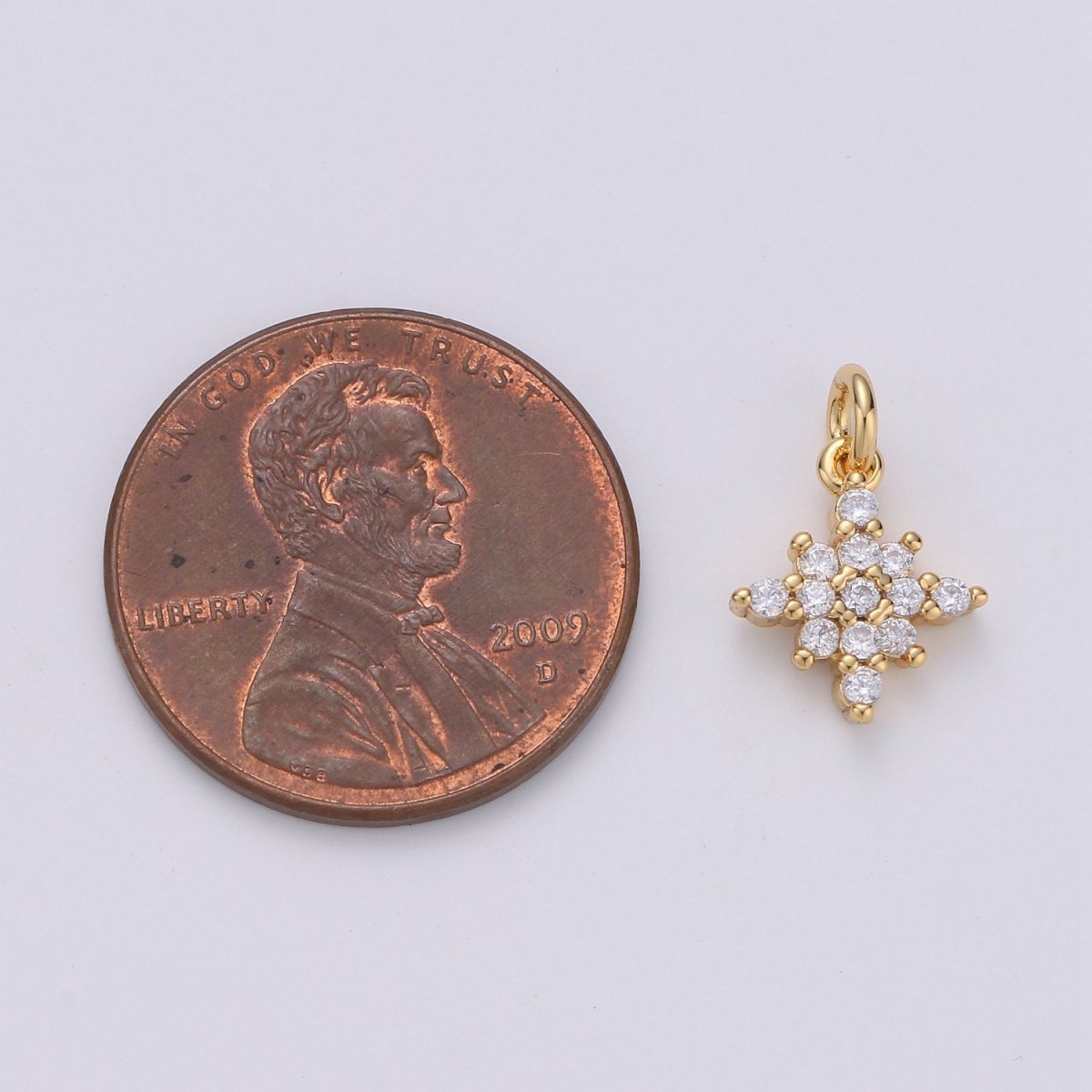 Dainty 24k Gold Filled Micro Pave CZ North Star Pendant Charm, North Star Pendant Charm, Silver Star Pendant, For DIY Jewelry Making, D-463, D-464 - DLUXCA
