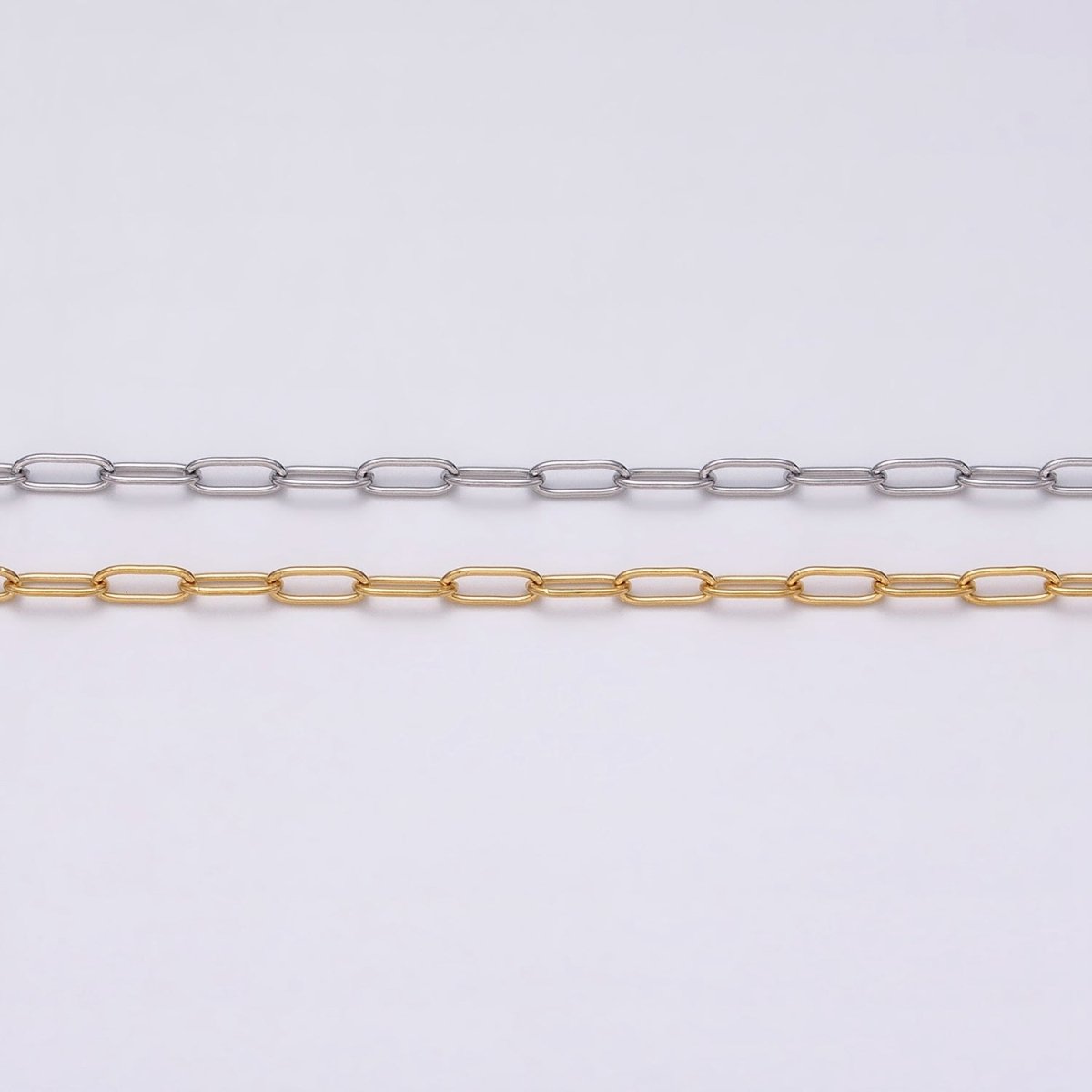 Dainty 24k Gold Filled PaperClip Chain 2.3mm Width Unfinished Chain by Yard | ROLL-1269 ROLL-1270 Clearance Pricing - DLUXCA