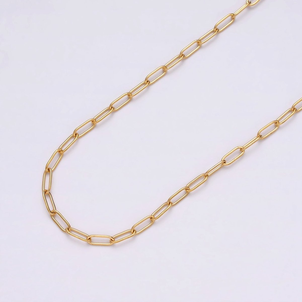 Dainty 24k Gold Filled PaperClip Chain 2.3mm Width Unfinished Chain by Yard | ROLL-1269 ROLL-1270 Clearance Pricing - DLUXCA
