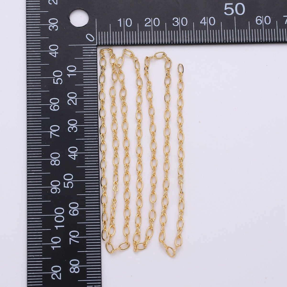 Dainty 24K Gold Filled Rolo Chain, 3x4mm, Sold by the Yard Unfinished Chain for Jewelry Making Supply, CABLE Chain | ROLL-150 Clearance Pricing - DLUXCA