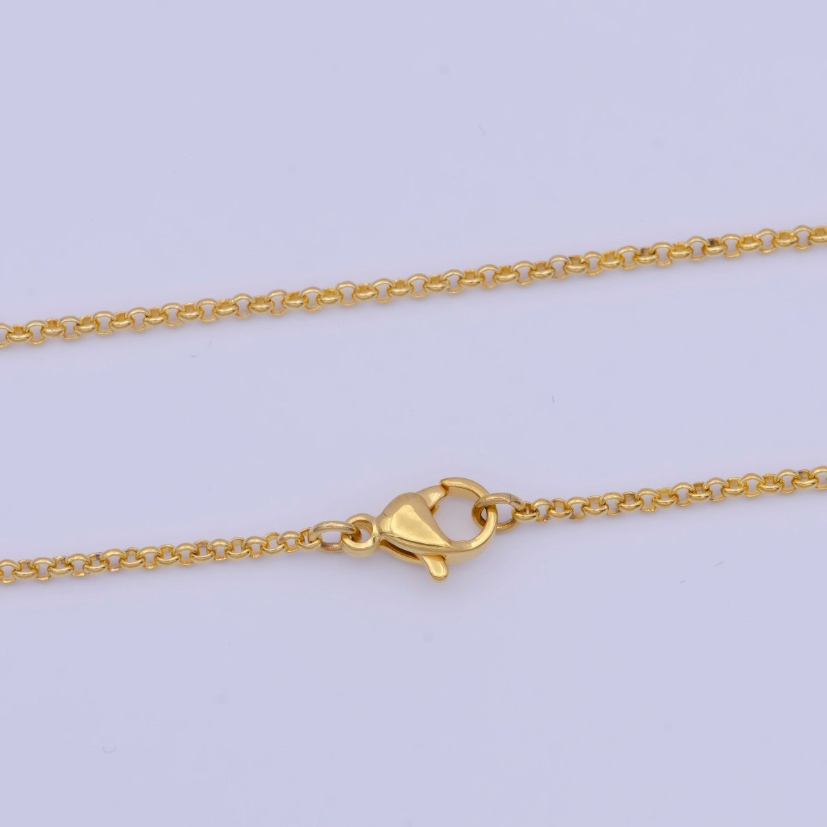 Dainty 24K Gold Filled Rolo Chain Necklace Gold Link Chain Necklace Ready to Wear 17.5 Inch | WA-1150 Clearance Pricing - DLUXCA