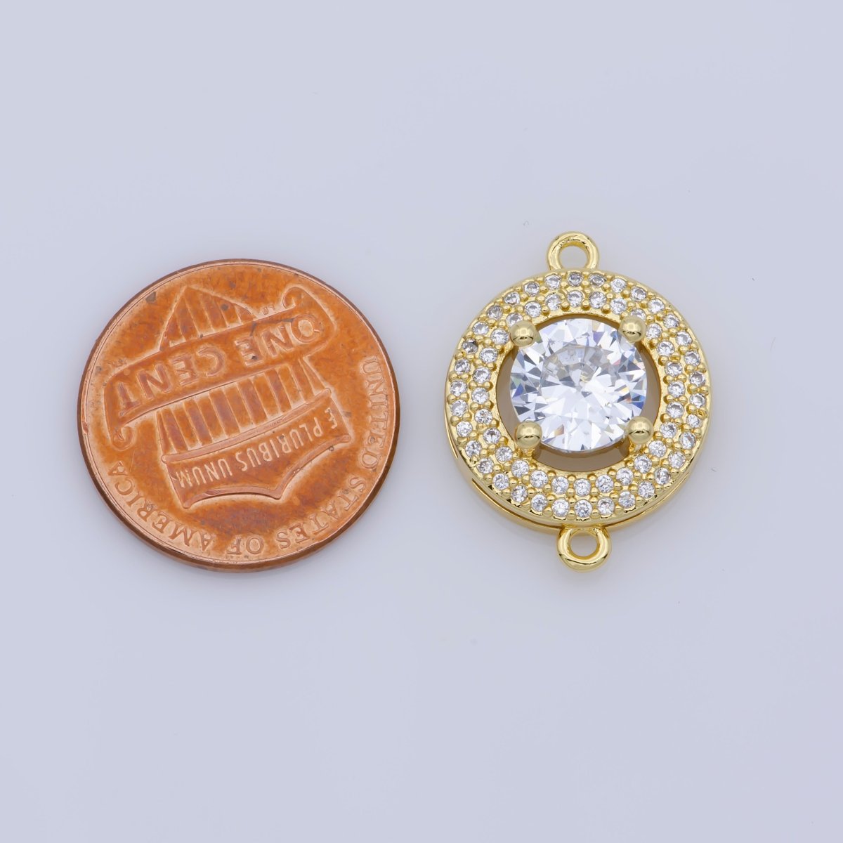 Dainty 24k Gold Filled Round Cubic Connector for Bracelet Necklace Component Micro Pave Bracelet Connector F-339 - DLUXCA