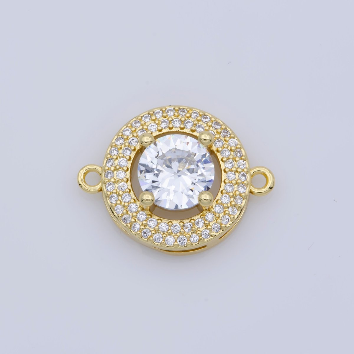 Dainty 24k Gold Filled Round Cubic Connector for Bracelet Necklace Component Micro Pave Bracelet Connector F-339 - DLUXCA