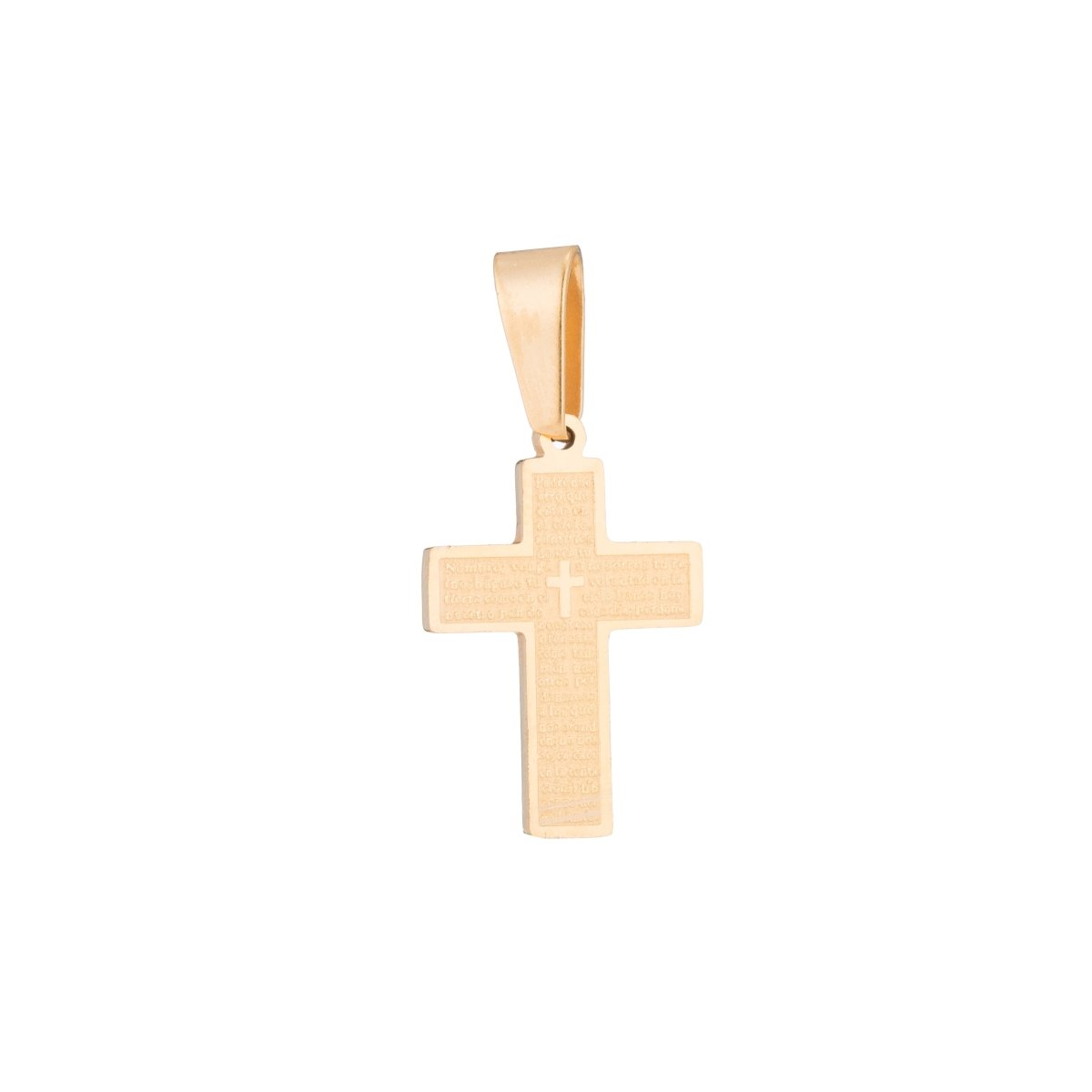 Dainty 24k Gold Filled Spanish Lord's Prayer Charm Cross Pendant for Religious Jewelry Making Supply J-439 - DLUXCA