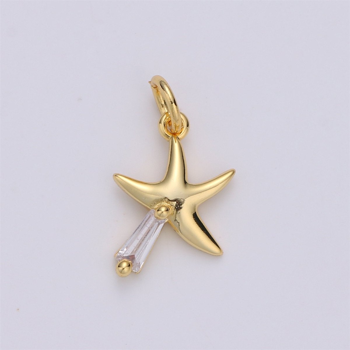 Dainty 24K Gold Filled Star charm 14x9mm CZ Cubic Black Silver Rose Gold Star Fish Pendant Celestial Jewelry Minimalist charm, D-003 TO D-006 - DLUXCA