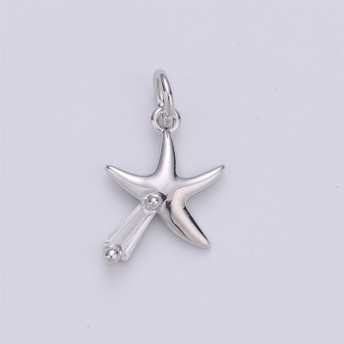 Dainty 24K Gold Filled Star charm 14x9mm CZ Cubic Black Silver Rose Gold Star Fish Pendant Celestial Jewelry Minimalist charm, D-003 TO D-006 - DLUXCA