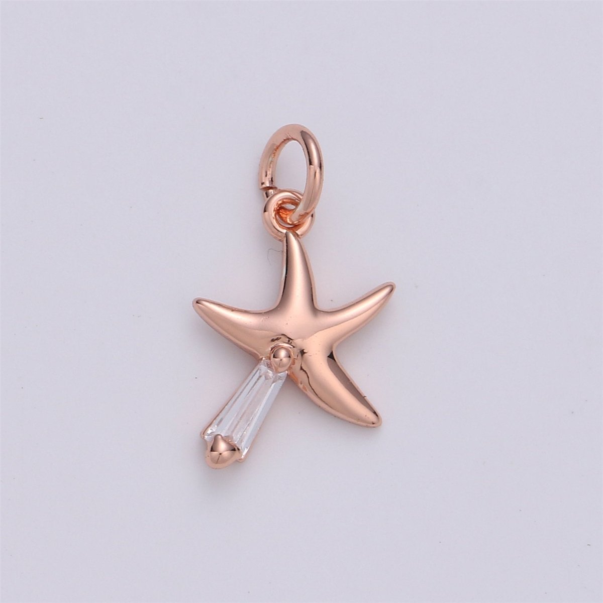 Dainty 24K Gold Filled Star charm 14x9mm CZ Cubic Black Silver Rose Gold Star Fish Pendant Celestial Jewelry Minimalist charm, D-003 TO D-006 - DLUXCA
