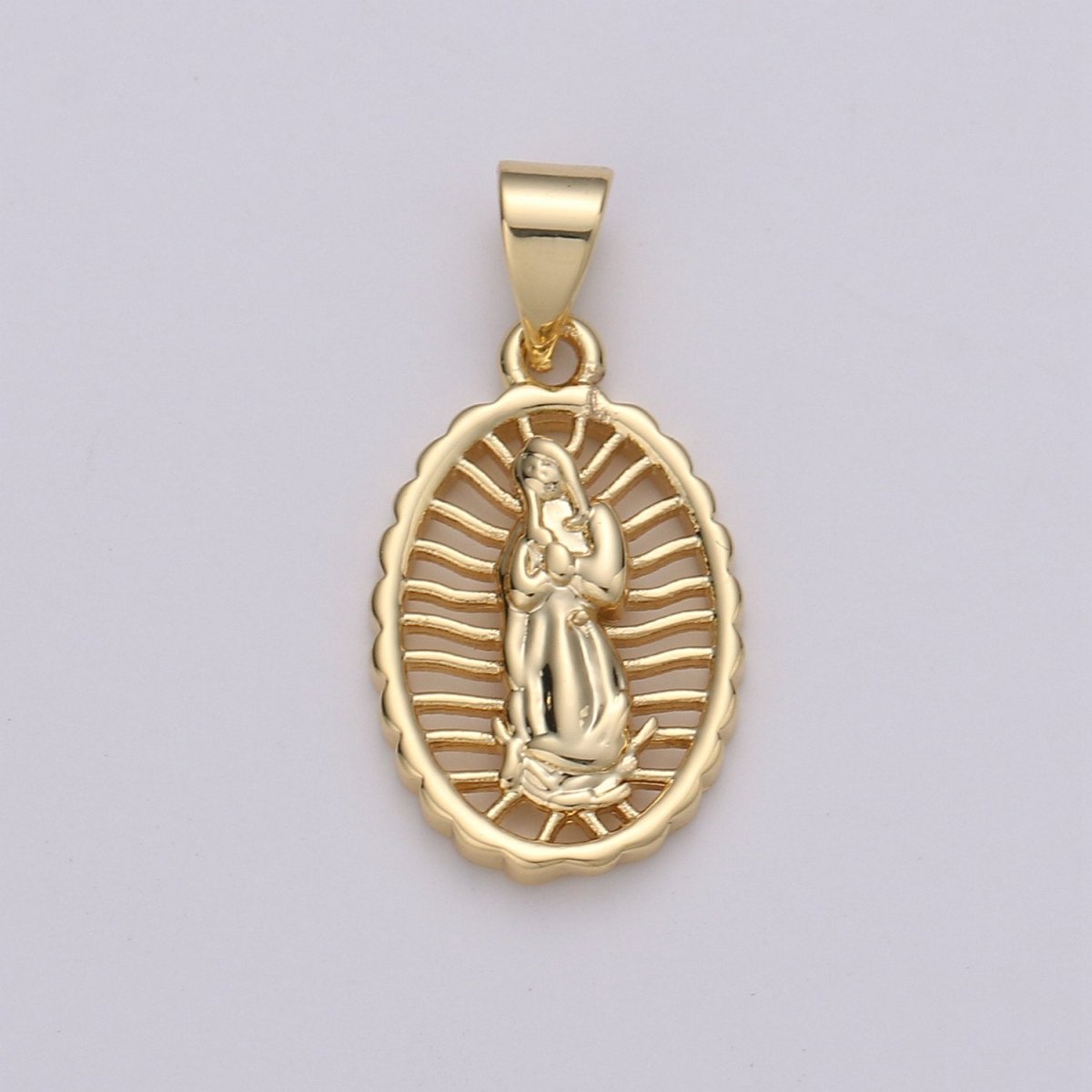 Dainty 24K Gold Filled Virgen de Guadalupe Pendant, Catholic Jewelry, Our Lady of Guadalupe Charm Catholic Religious Jewelry I-801 - DLUXCA