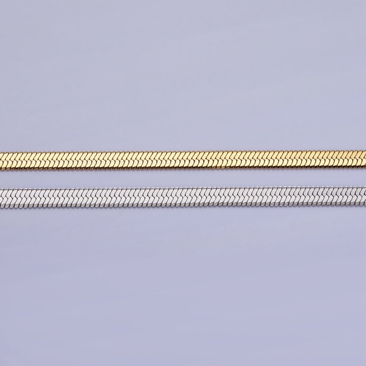 Dainty 2.5mm Gold Herringbone Chain Necklace Silver Flat Snake Chain Stainless Steel Chain 18 inch | WA-1552 WA-1553 Clearance Pricing - DLUXCA