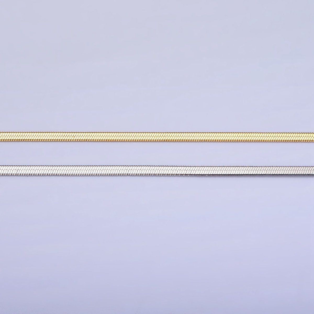 Dainty 2mm Gold Herringbone Chain Necklace Silver Flat Snake Chain Stainless Steel Chain 17.5 inch | WA-1550 WA-1551 - DLUXCA