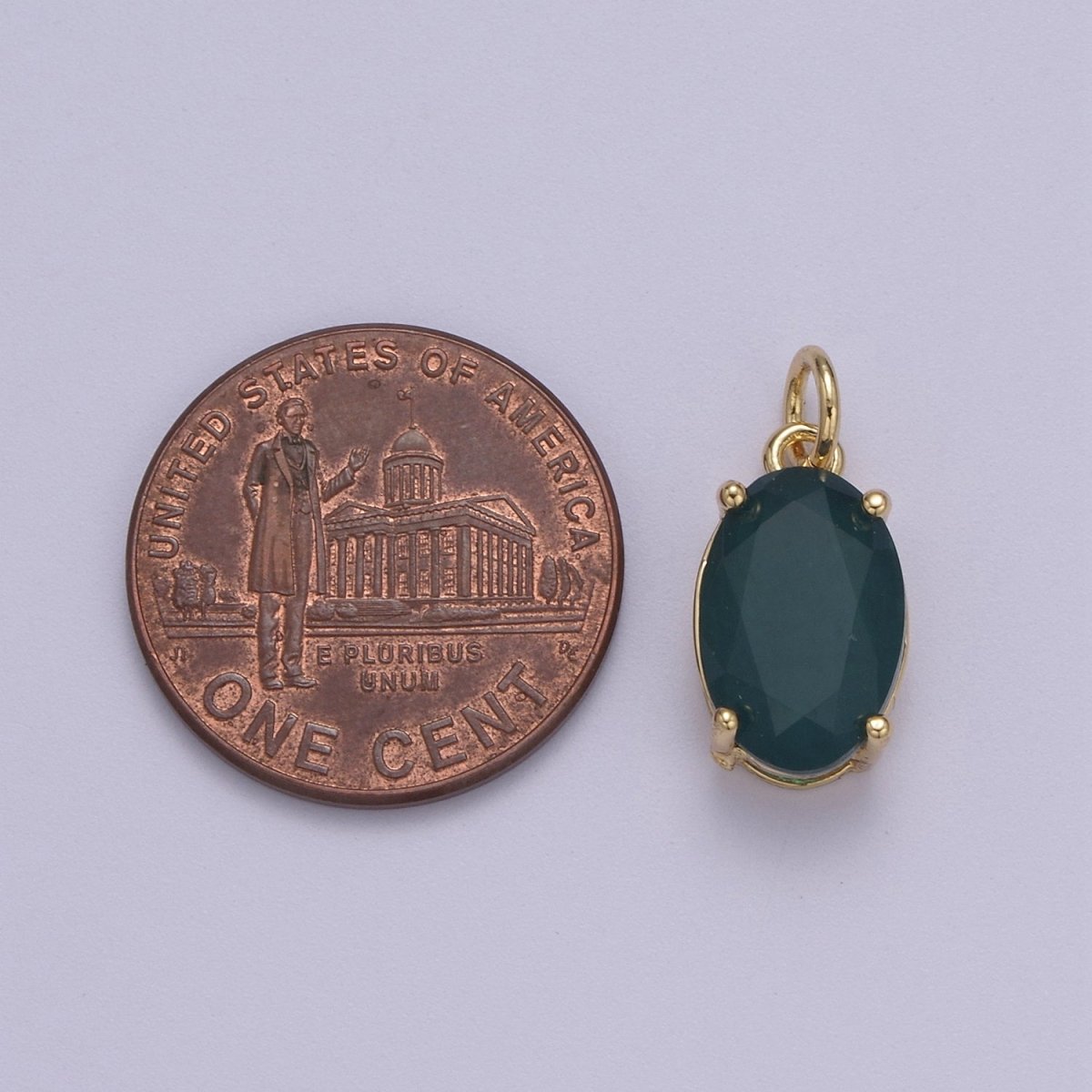 Dainty AB, Yellow, Blue, Teal, Green, Pink, Red CZ 24k Gold Filled Solitaire Micro Pave Pendant Oval Charm Stone Pendant for Birthstone Add on Charm C-798 C-802 C-842 C-843 C-845 C-847~C-852 C-854 - DLUXCA