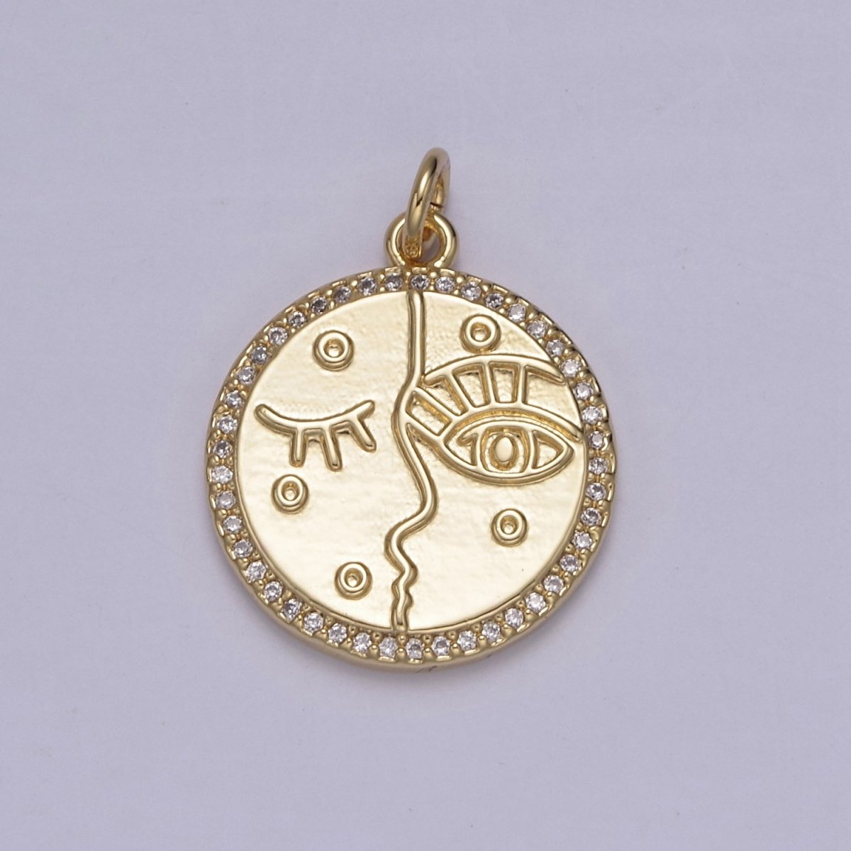 Dainty Artistic Women Face Eye Charm in 14k Gold Filled Cubic Zirconia Female Ladies Charm N-816 - DLUXCA