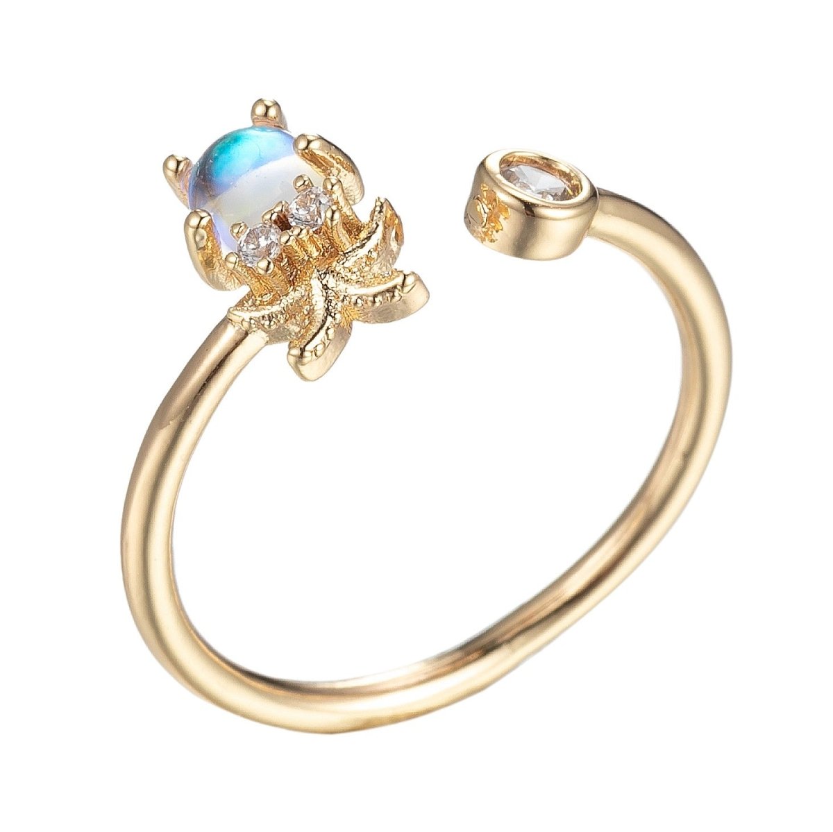 Dainty Baby Octopus Ring Open Adjustable Animal Ring Micro Pave Cz Stackable O-826 - DLUXCA