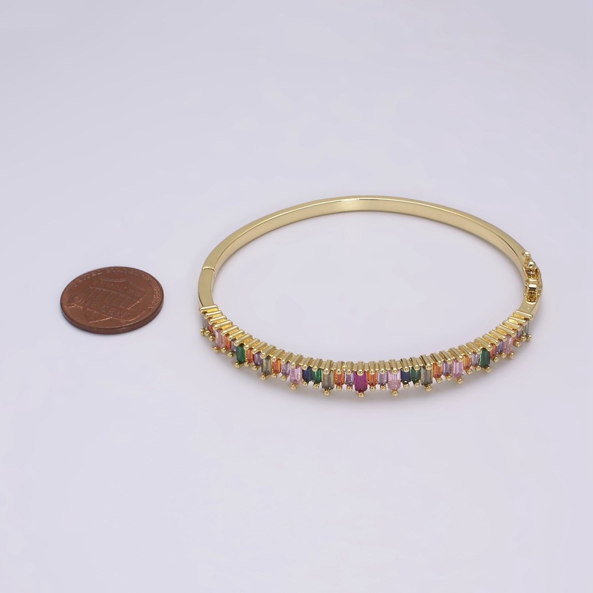 Dainty Baguette bracelet Colorful CZ Gem Stackable Gold Bracelet | Gold Bracelet | Luxury Crystal Stacking Bangle Bracelet | WA-428 Clearance Pricing - DLUXCA