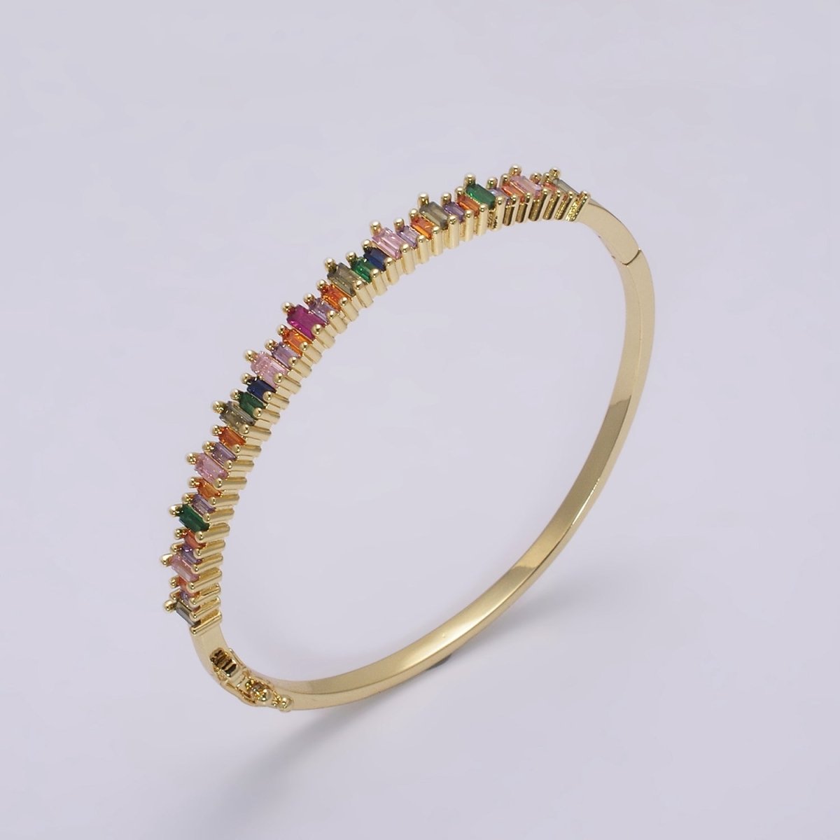 Dainty Baguette bracelet Colorful CZ Gem Stackable Gold Bracelet | Gold Bracelet | Luxury Crystal Stacking Bangle Bracelet | WA-428 Clearance Pricing - DLUXCA
