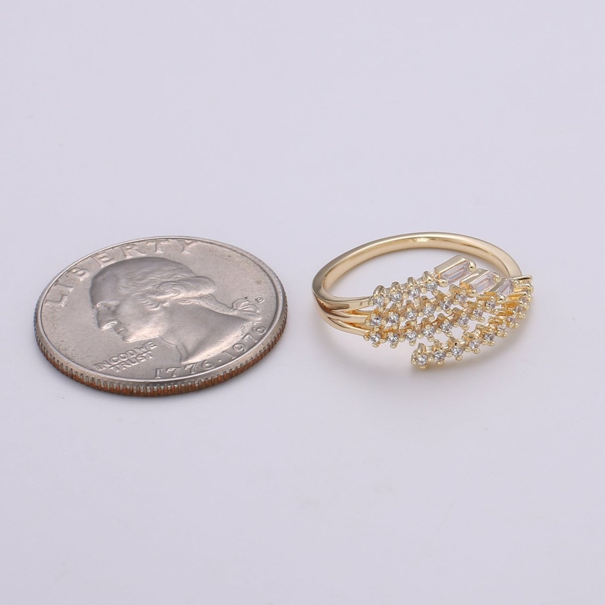 Dainty Baguette Stacking Ring, Gold Minimalist Ring, CZ Ring, Simple Diamond Ring, Gold Ring, Thin Ring, Gift for Her, Delicate R-184 - DLUXCA