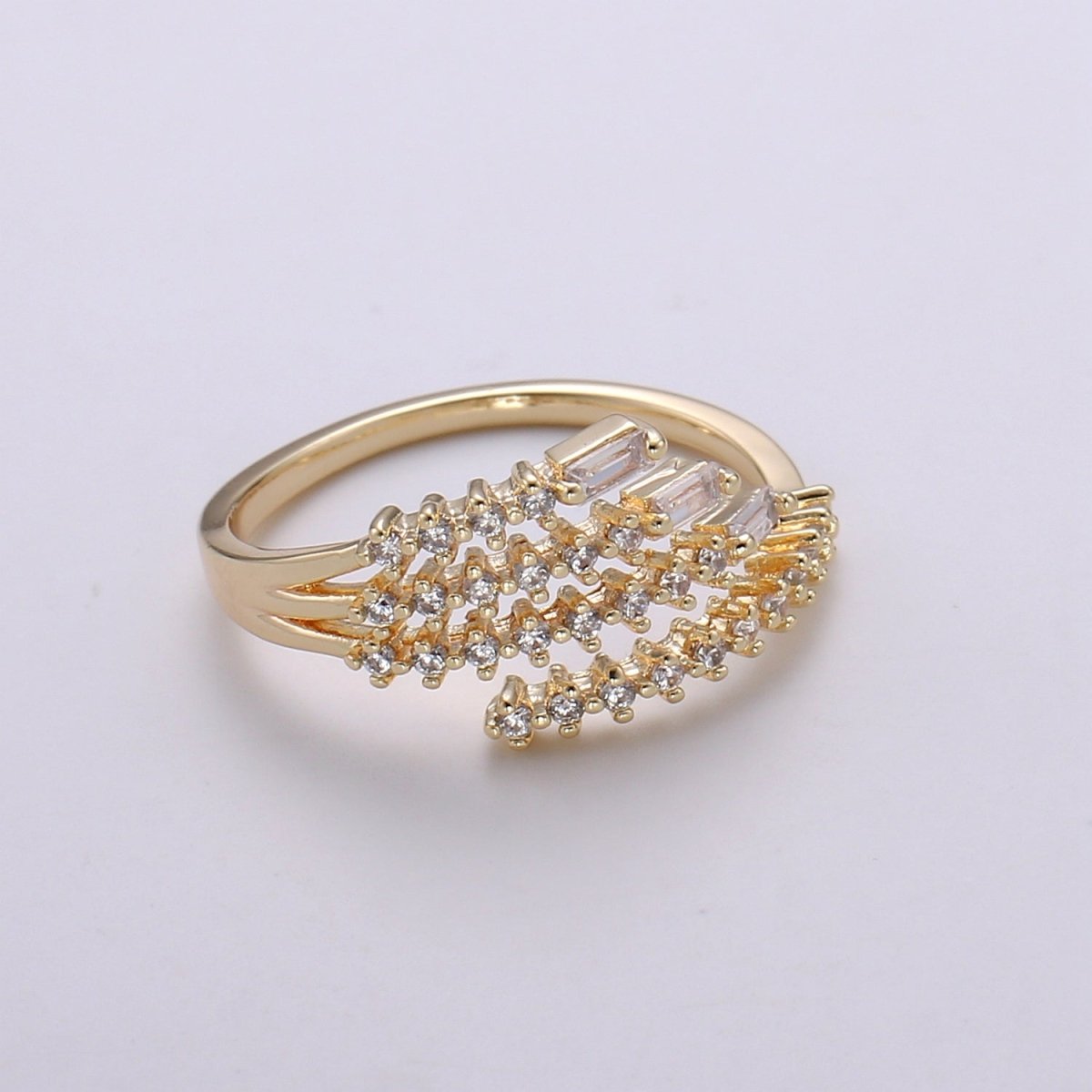 Dainty Baguette Stacking Ring, Gold Minimalist Ring, CZ Ring, Simple Diamond Ring, Gold Ring, Thin Ring, Gift for Her, Delicate R-184 - DLUXCA