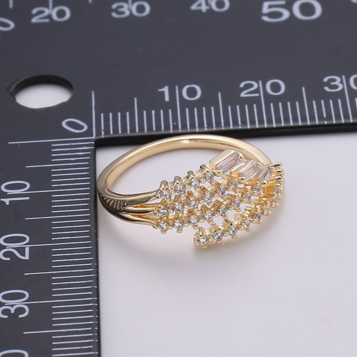 Dainty Baguette Stacking Ring, Gold Minimalist Ring, CZ Ring, Simple Diamond Ring, Gold Ring, Thin Ring, Gift for Her, Delicate R-184 - DLUXCA