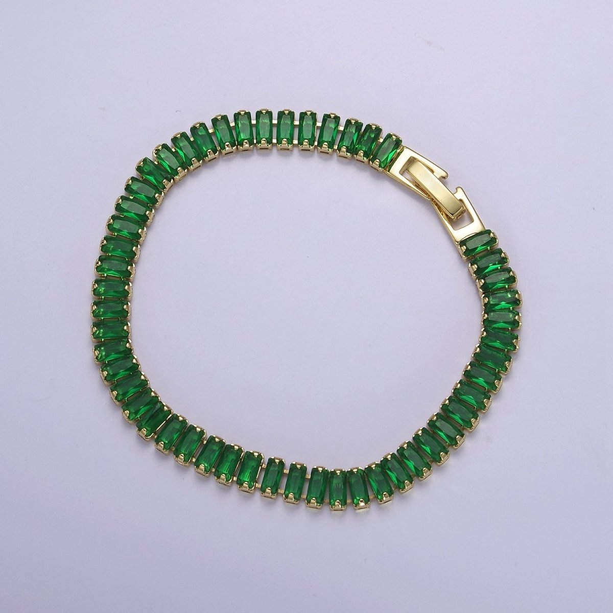 Dainty Baguette Tennis Bracelet, Gold Tennis Bracelet, Cubic Zirconia Tennis Bracelet 7 inch | WA-879 WA-880 WA-881 WA-882 WA-883 WA-884 WA-885 WA-886 WA-887 Clearance Pricing - DLUXCA