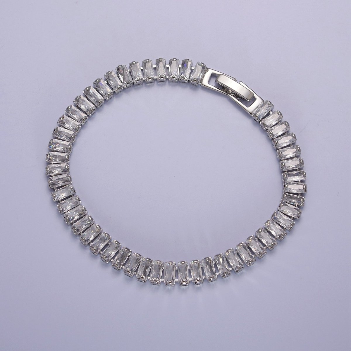 Dainty Baguette Tennis Bracelet, Gold Tennis Bracelet, Cubic Zirconia Tennis Bracelet 7 inch | WA-879 WA-880 WA-881 WA-882 WA-883 WA-884 WA-885 WA-886 WA-887 Clearance Pricing - DLUXCA