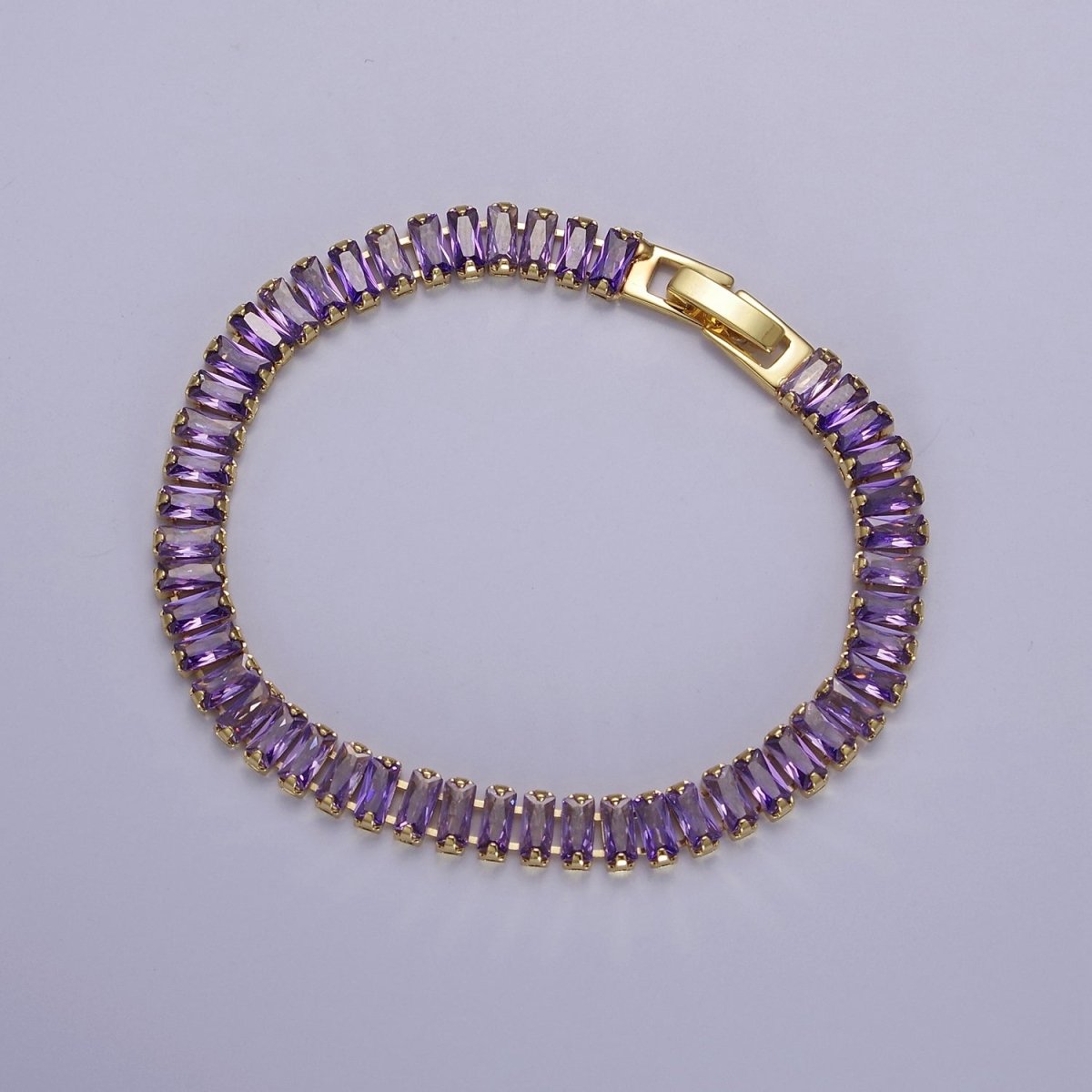 Dainty Baguette Tennis Bracelet, Gold Tennis Bracelet, Cubic Zirconia Tennis Bracelet 7 inch | WA-879 WA-880 WA-881 WA-882 WA-883 WA-884 WA-885 WA-886 WA-887 Clearance Pricing - DLUXCA