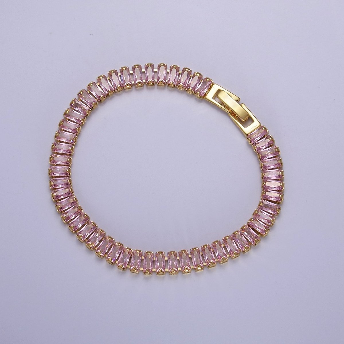 Dainty Baguette Tennis Bracelet, Gold Tennis Bracelet, Cubic Zirconia Tennis Bracelet 7 inch | WA-879 WA-880 WA-881 WA-882 WA-883 WA-884 WA-885 WA-886 WA-887 Clearance Pricing - DLUXCA