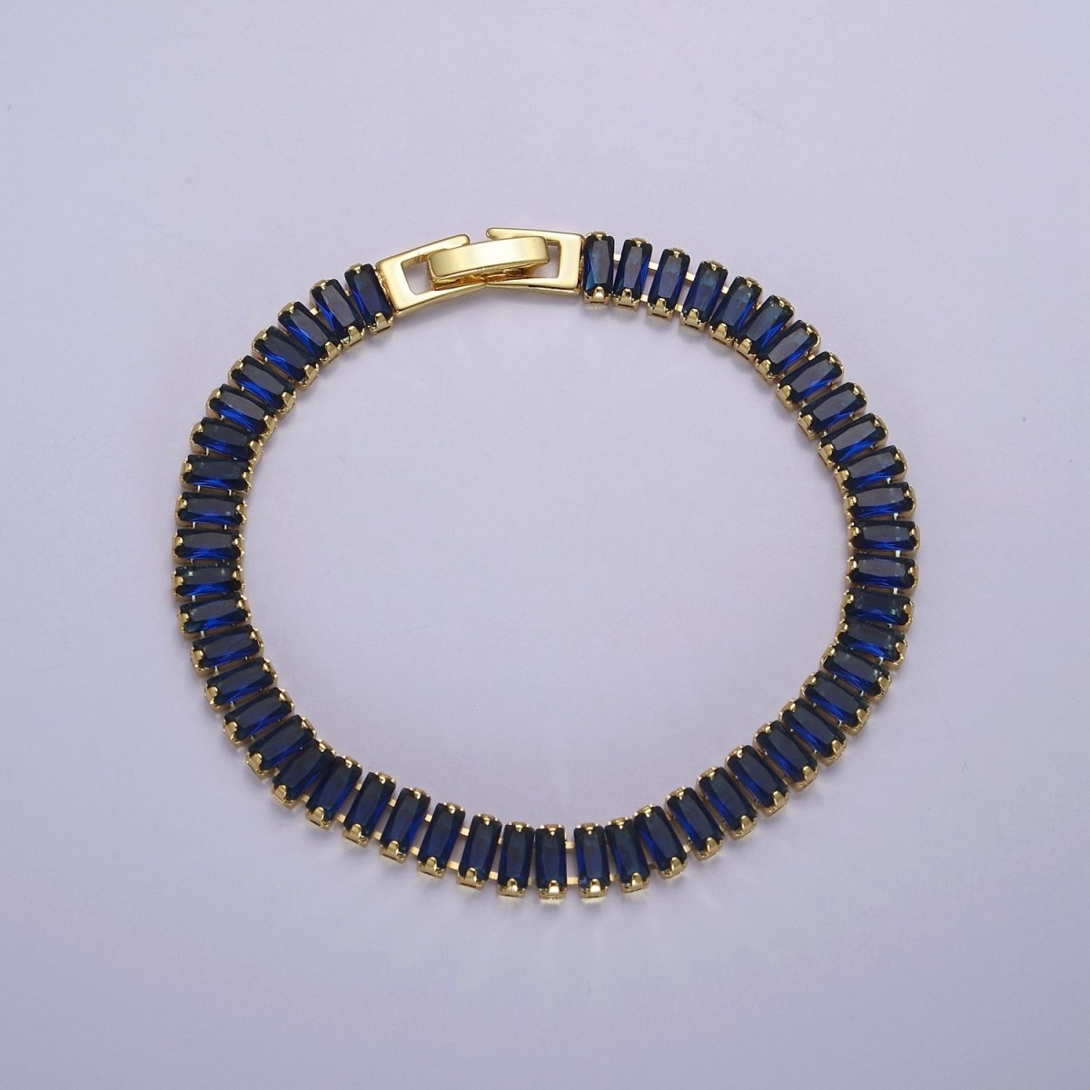 Dainty Baguette Tennis Bracelet, Gold Tennis Bracelet, Cubic Zirconia Tennis Bracelet 7 inch | WA-879 WA-880 WA-881 WA-882 WA-883 WA-884 WA-885 WA-886 WA-887 Clearance Pricing - DLUXCA