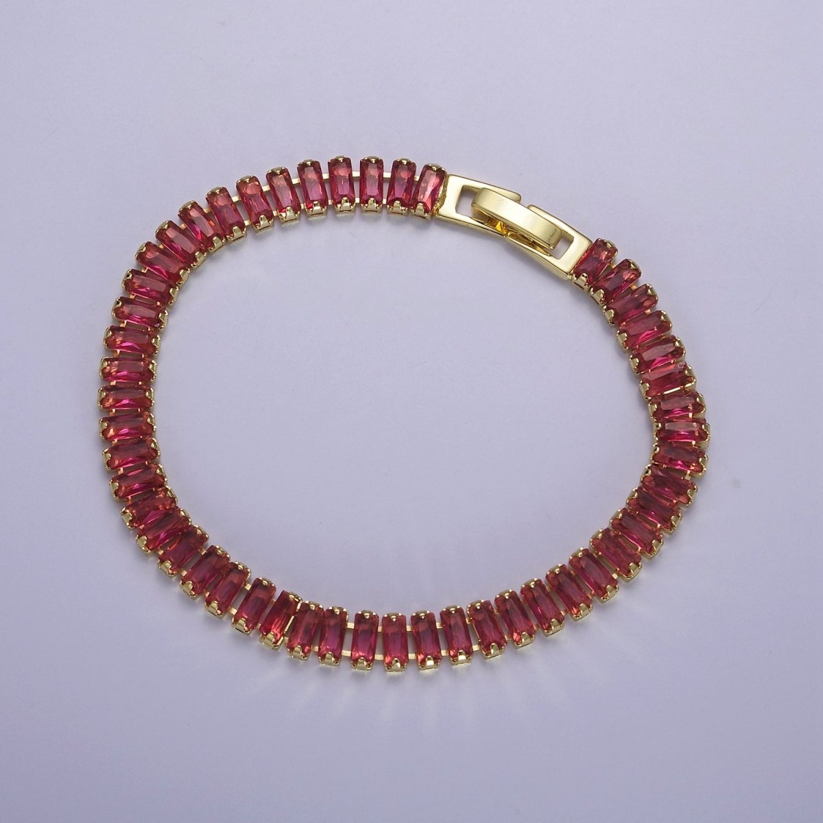 Dainty Baguette Tennis Bracelet, Gold Tennis Bracelet, Cubic Zirconia Tennis Bracelet 7 inch | WA-879 WA-880 WA-881 WA-882 WA-883 WA-884 WA-885 WA-886 WA-887 Clearance Pricing - DLUXCA