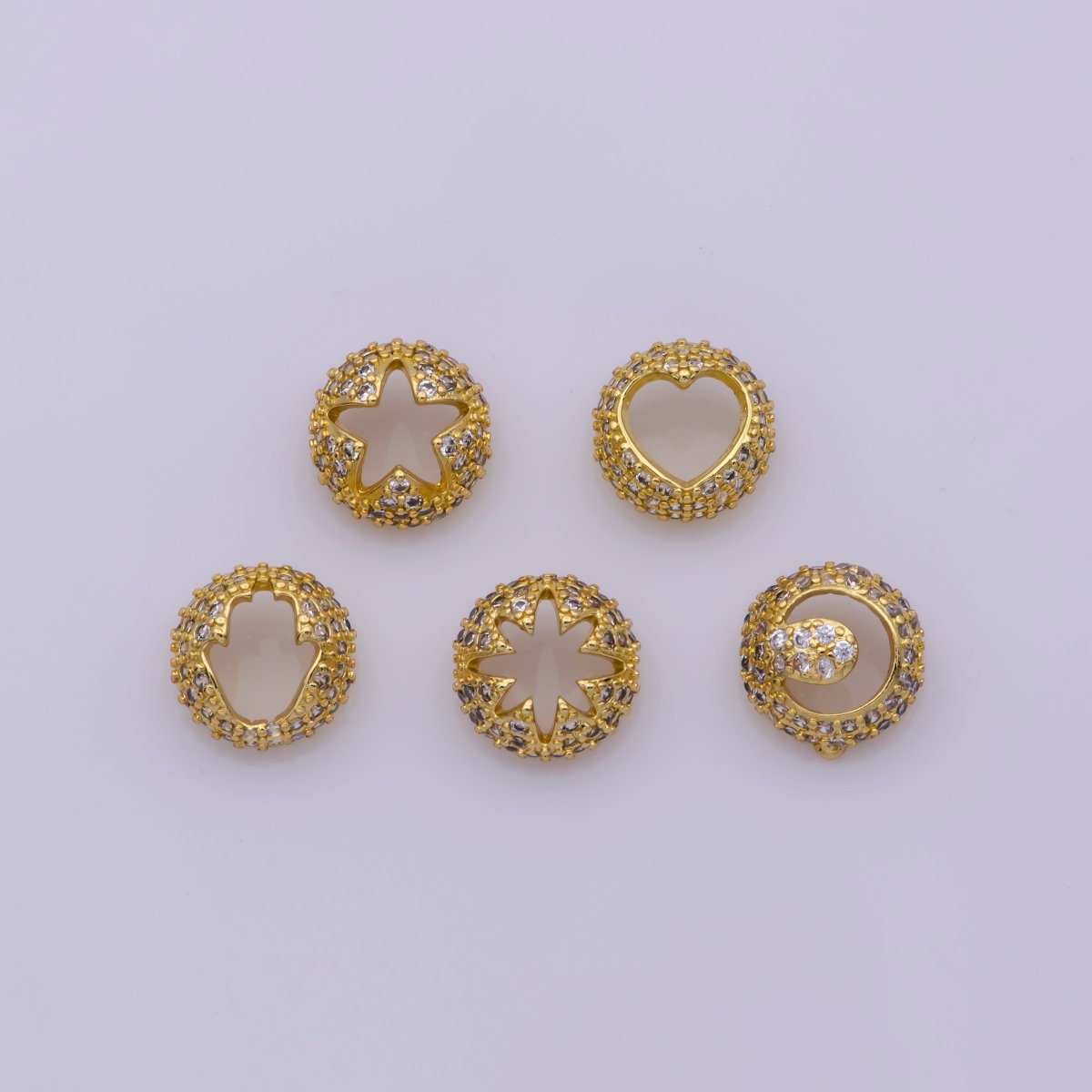 Dainty Bead Hollow Spacer Design Heart Hamsa Hand Moon Star for Bracelet Component N-070 N-076 N-094 N-103 N-104 - DLUXCA