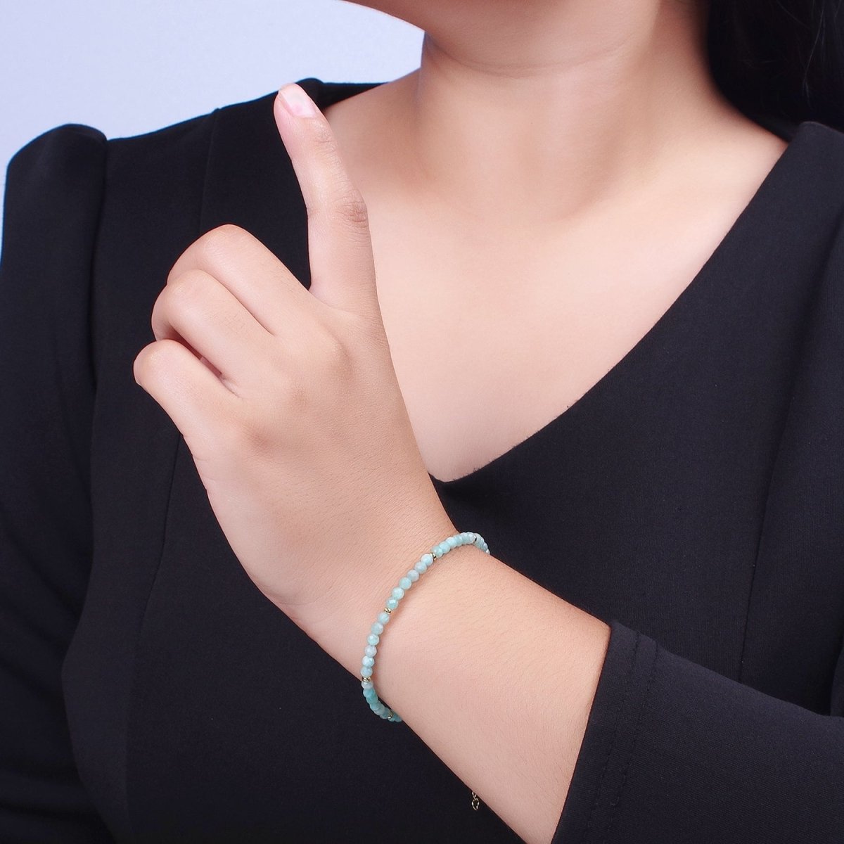 Dainty Beaded Bracelet Tourmaline, Amazonite, Ruby, Amethyst, Moonstone Jewelry Handmade Jewelry | WA-1221 WA-1222 WA-1238 WA-1239 WA-1240 Clearance Pricing - DLUXCA