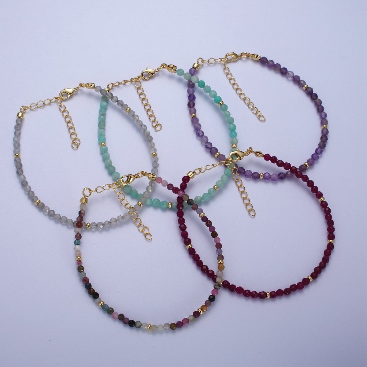 Dainty Beaded Bracelet Tourmaline, Amazonite, Ruby, Amethyst, Moonstone Jewelry Handmade Jewelry | WA-1221 WA-1222 WA-1238 WA-1239 WA-1240 Clearance Pricing - DLUXCA