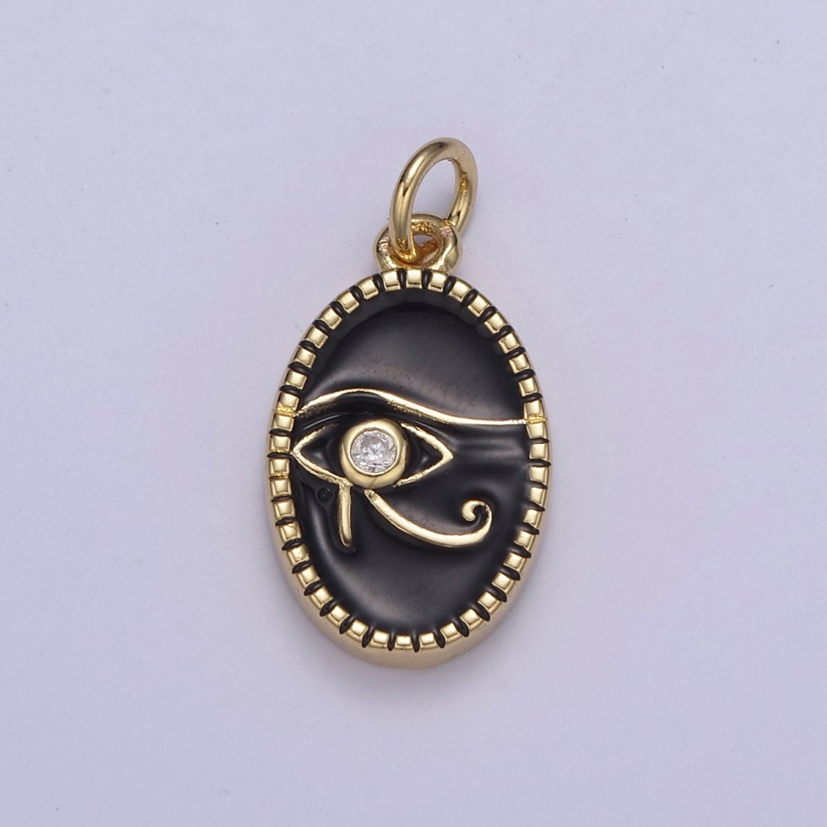 Dainty Black Enamel Eye Of Ra Oval Charm Necklace, White Evil Eye Necklace Pendant Amulet Protection Jewelry Layered Necklace N-673 N-674 - DLUXCA