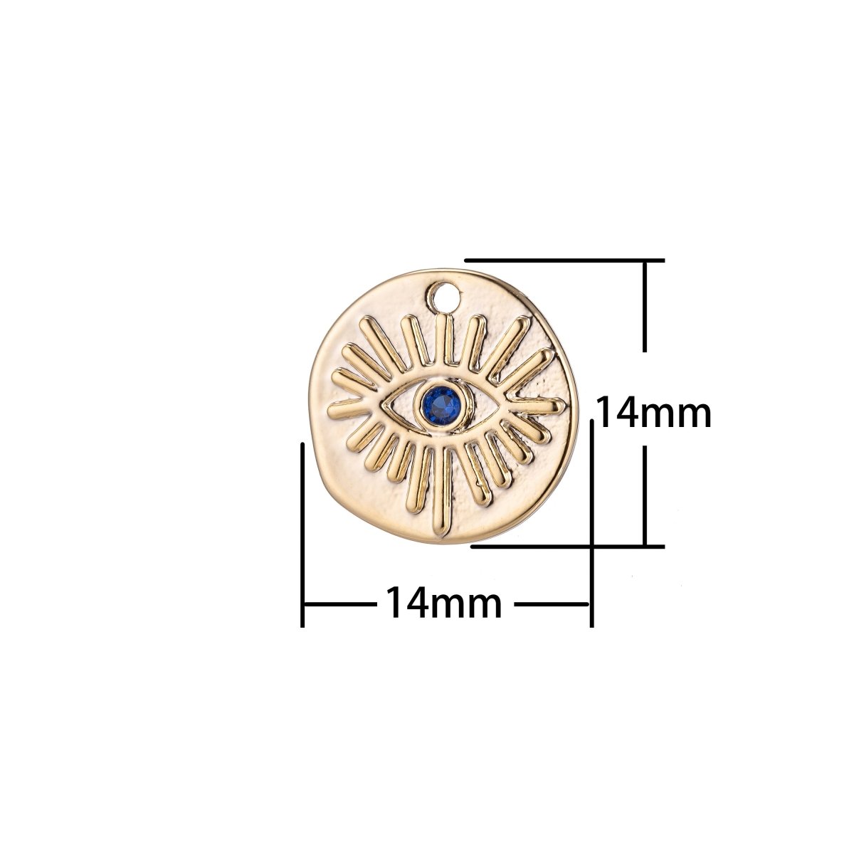 Dainty Blue Evil Eye Charm, Micro Pave CZ Charm, Dainty Pendant Gold Amulet Religious Bracelet Necklace Charm for Jewelry Making E-411 - DLUXCA
