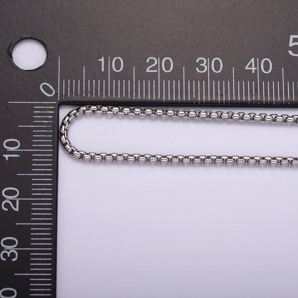 Dainty Box Chain Necklace Stainless Steel 23.6 inch Necklace in Silver | WA-2405 - DLUXCA