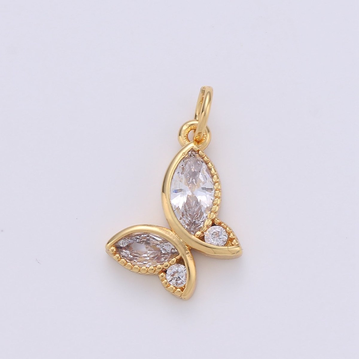 Dainty Butterfly Gold Filled Charm with CZ Crystal - D-268 - DLUXCA