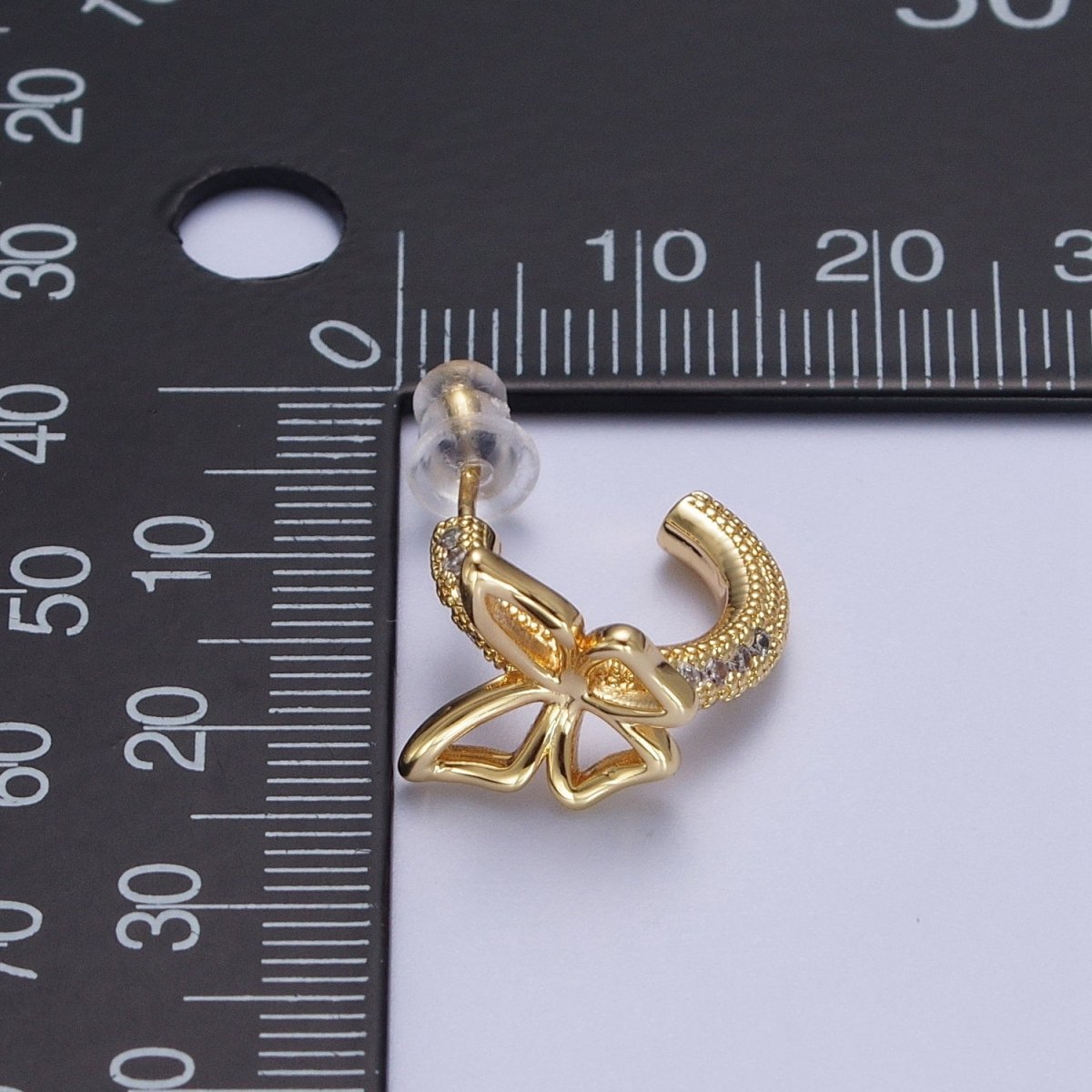 Dainty Butterfly Hoop Earrings Gold Butterfly Stud Earring P-243 - DLUXCA