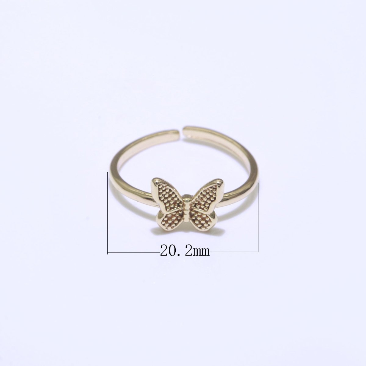 Dainty Butterfly Ring, Mariposa Ring, Adjustable Gold Open Adjustable Clear Cz Ring O-490 - DLUXCA