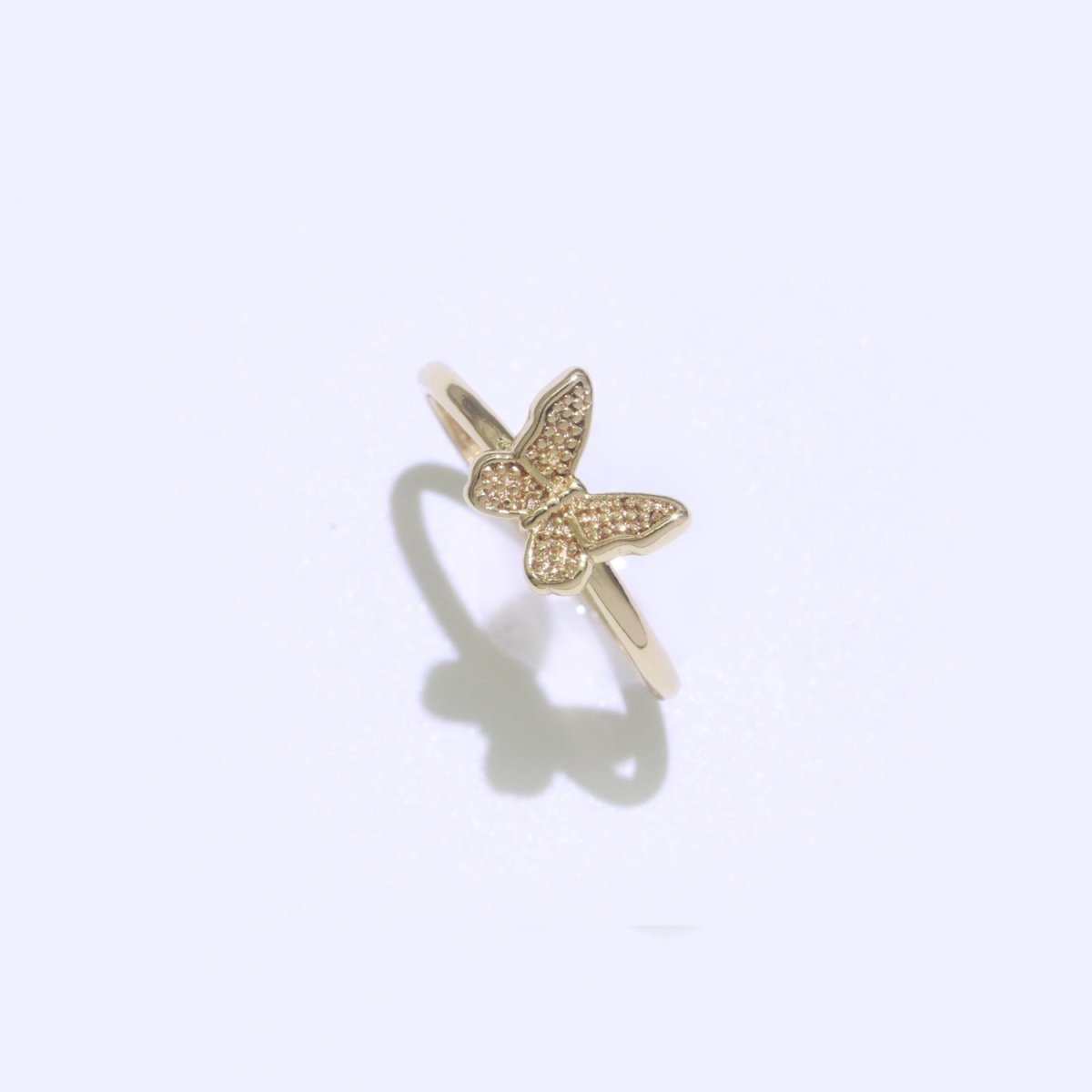 Dainty Butterfly Ring, Mariposa Ring, Adjustable Gold Open Adjustable Clear Cz Ring O-490 - DLUXCA