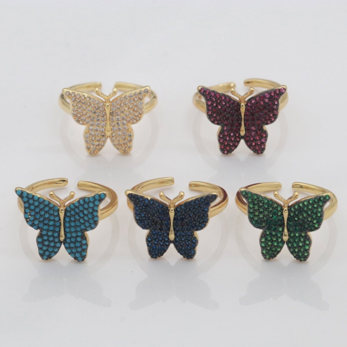 Dainty Butterfly Ring, Open Gold Adjustable Ring, Cute Mariposa Ring, Animal Lover Ring for Minimalist jewelry for Christmas Gift Idea S-160~S-164 - DLUXCA