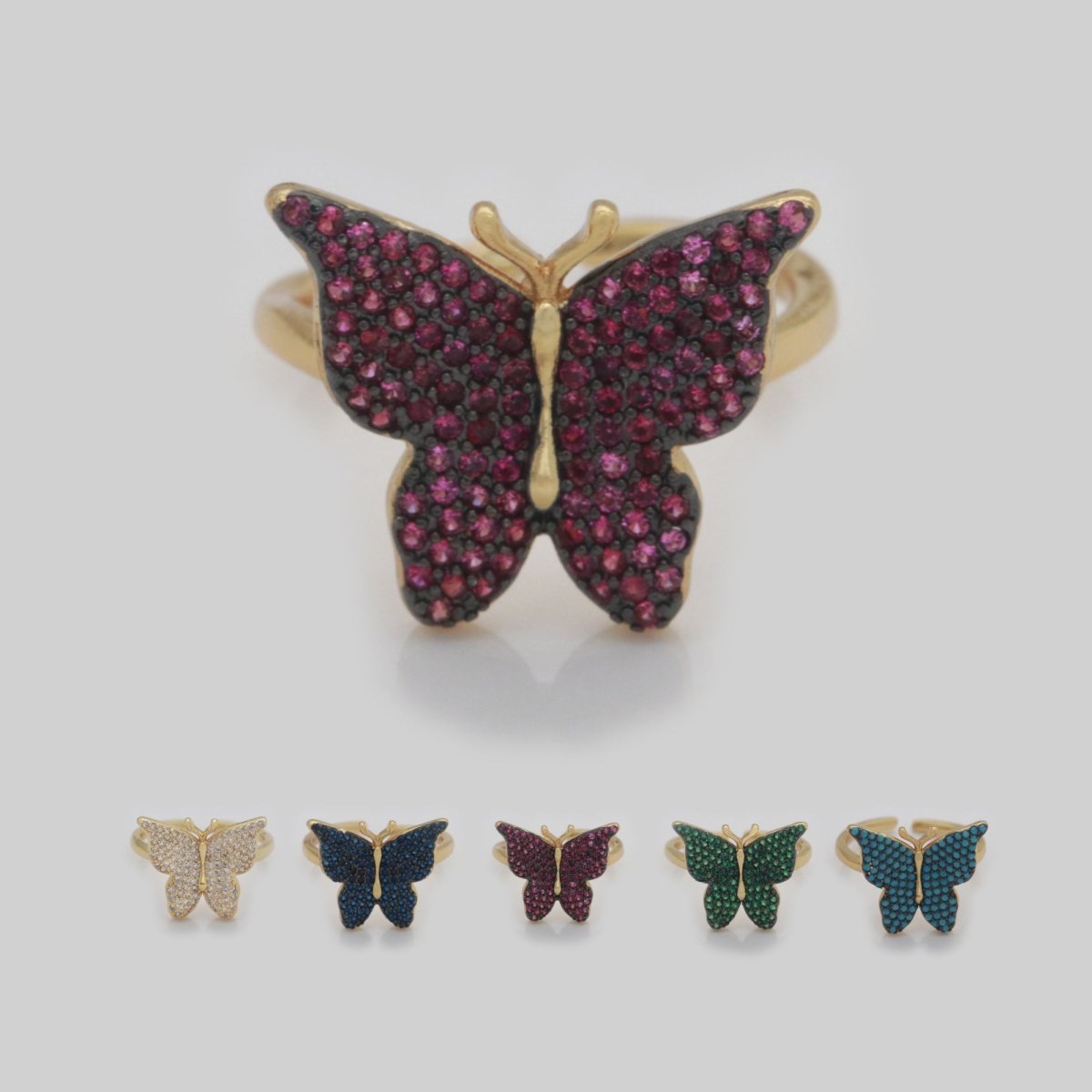 Dainty Butterfly Ring, Open Gold Adjustable Ring, Cute Mariposa Ring, Animal Lover Ring for Minimalist jewelry for Christmas Gift Idea S-160~S-164 - DLUXCA