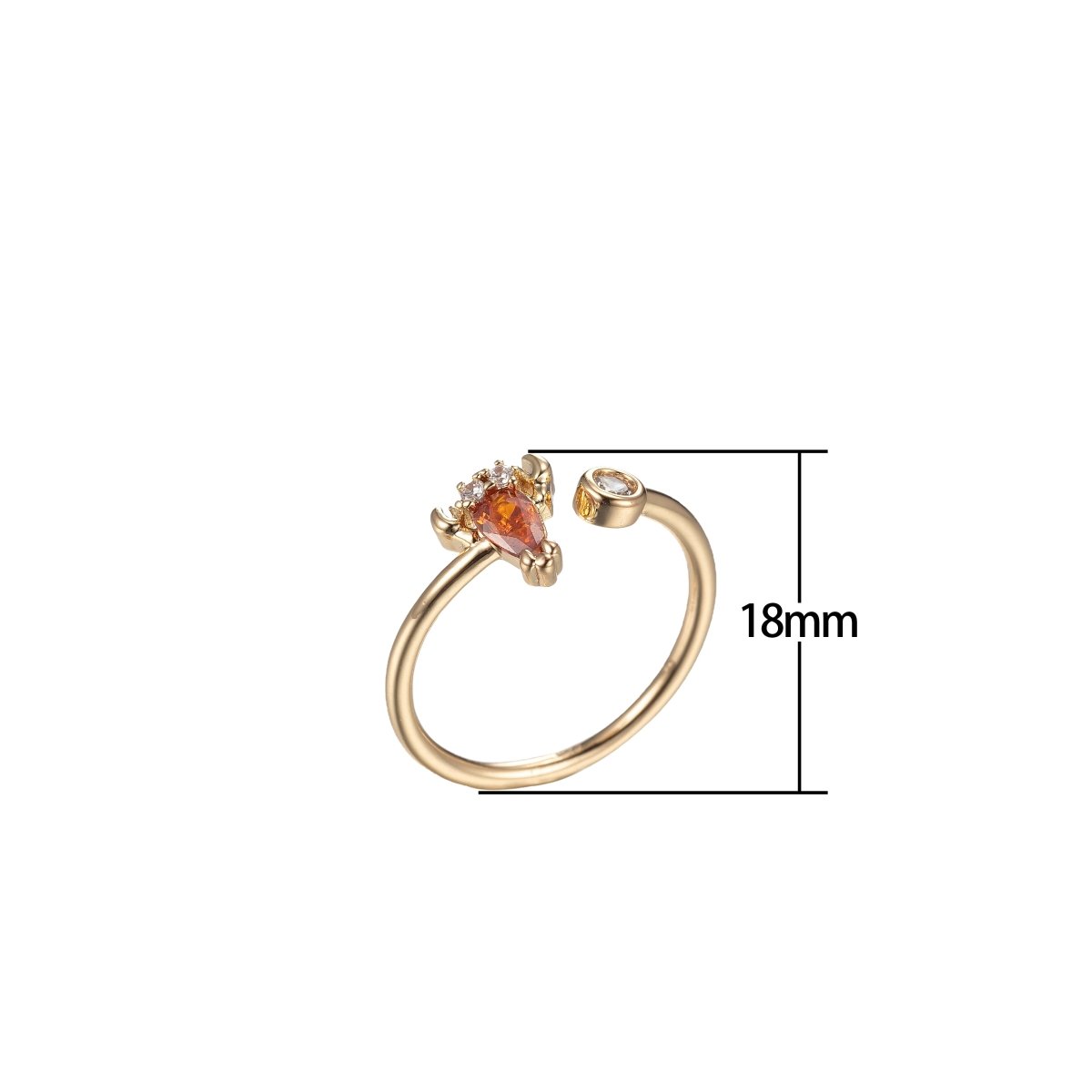 Dainty Carrot Ring, CZ ring, Adjustable ring, Minimalist Vegetable Foodie Ring O-995 - DLUXCA