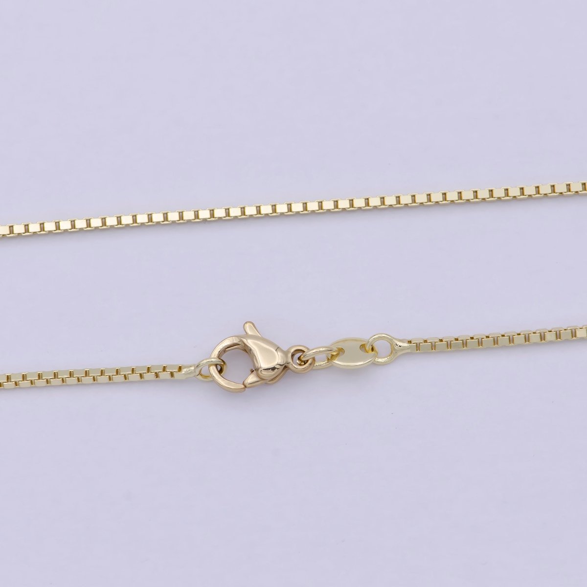 Dainty Chain box necklace 17.7 inch box, Dainty gold Box chain 1.1mm minimalist necklace jewelry supply | WA-825 Clearance Pricing - DLUXCA
