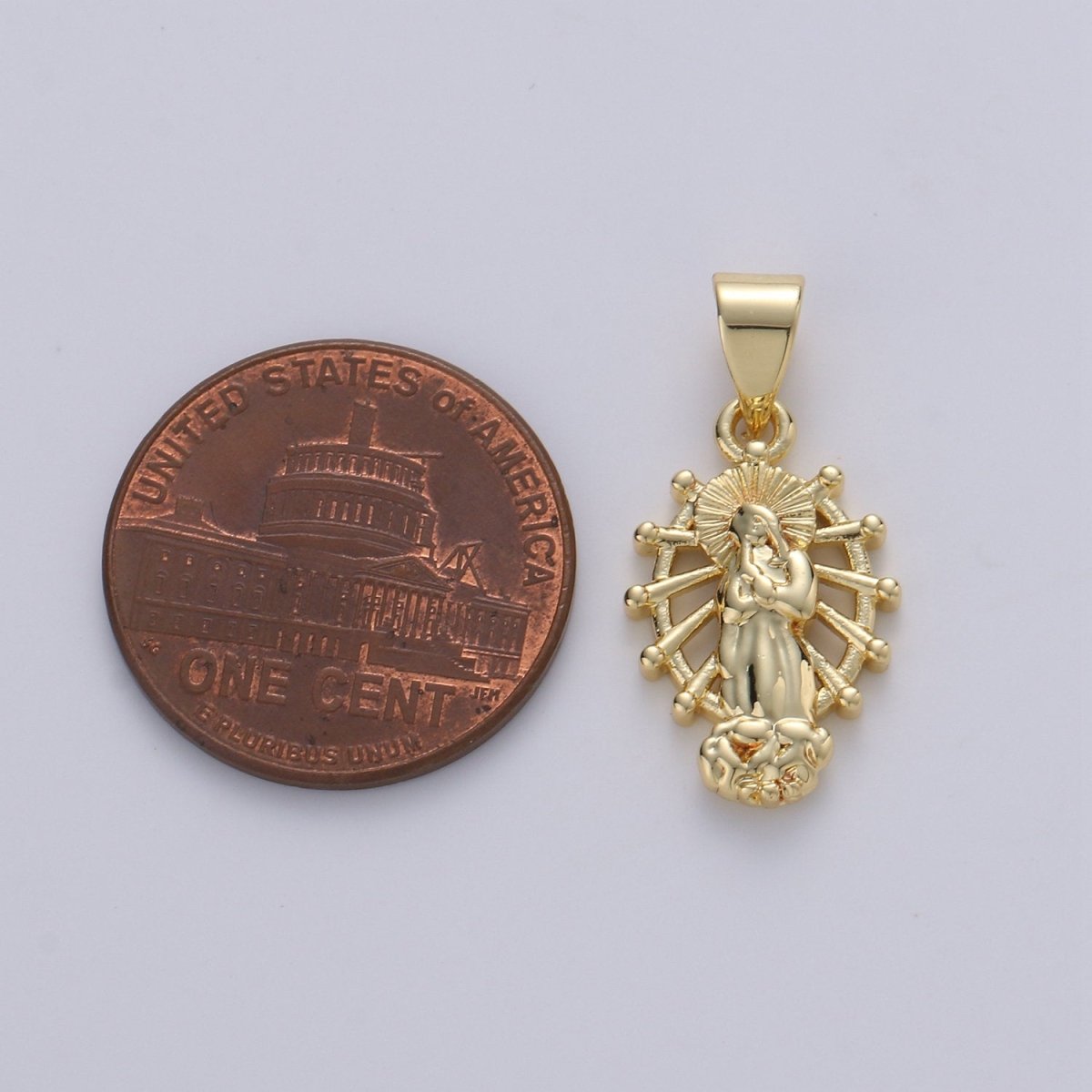 Dainty Charm 24k Gold Filled Virgin Mary Pendant, Lady Guadalupe Oval Charm, Mother of Jesus Medallion Pendant Necklace I-914 - DLUXCA