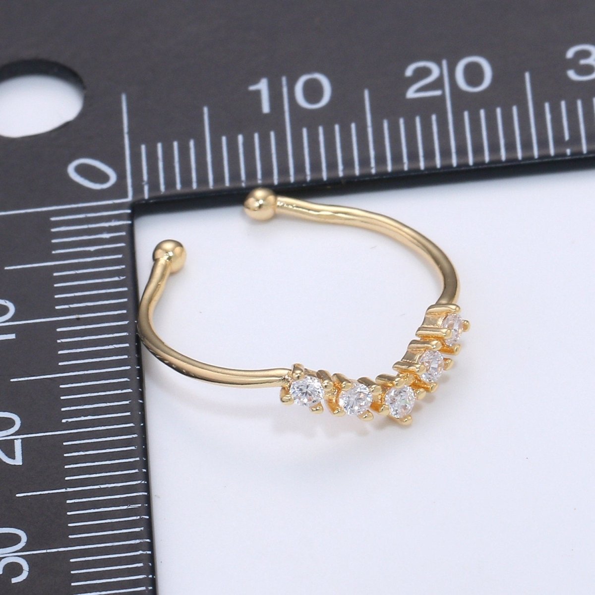 Dainty Chevron Ring, Gold Minimalist Ring, Stacking Ring, Simple Micro Pave Ring, Cubic Zirconia Gold Open Ring, Thin Ring, Gift for Her | R-079 - DLUXCA